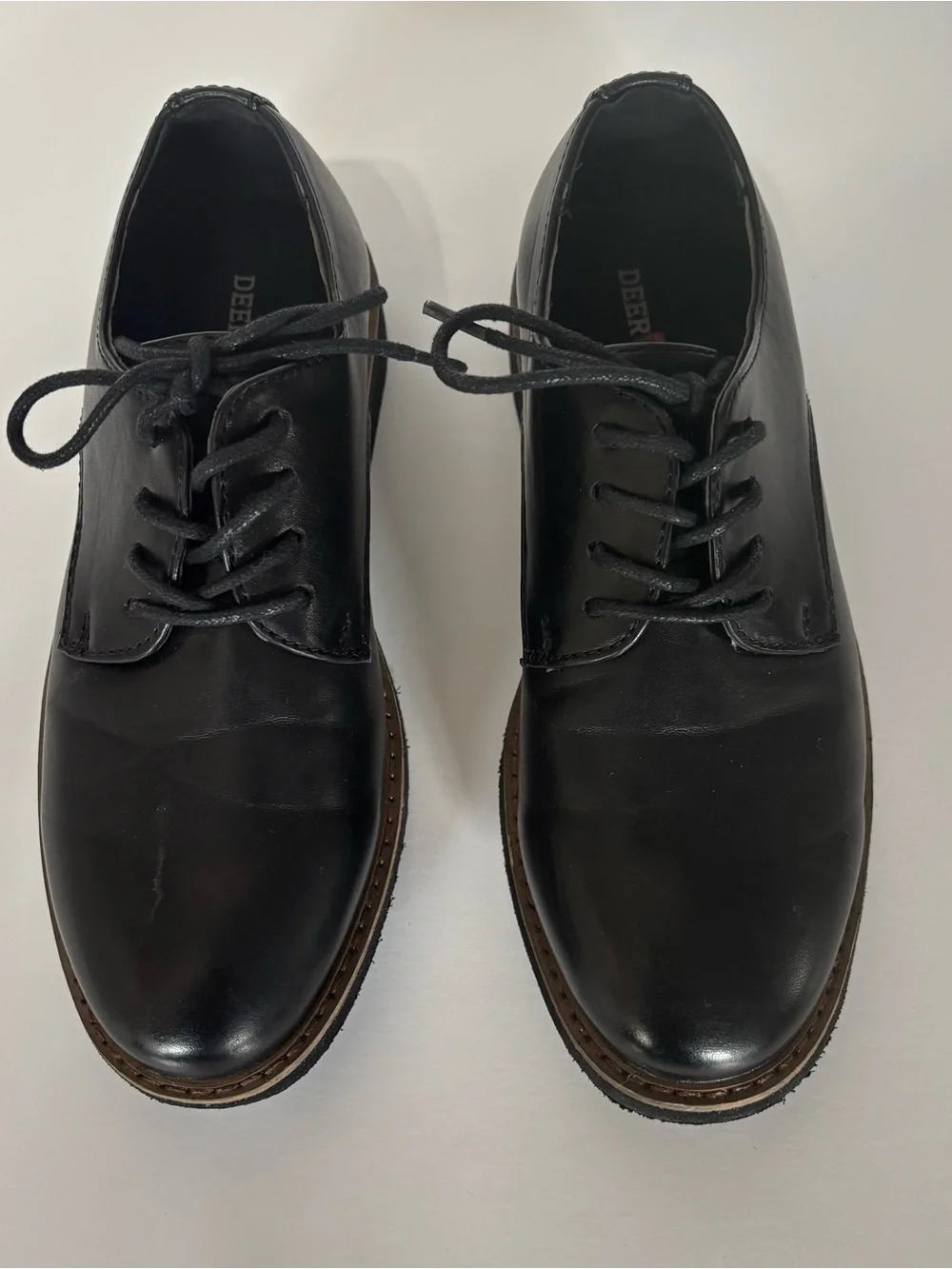 Deer Stags Denny Boys 5 Oxford Black Vegan Leather Dress Shoes Size 2M